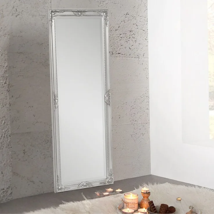 Wandspiegel LEANDOS 180x70cm Silber Antik barock Design Spiegel pompös Facette