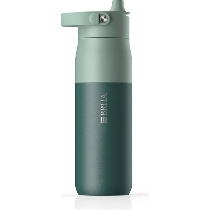 BRITA Trinkflasche BRITA LARQ Essential Trinkflasche (680ml) weiß mit Strohhalm, Edelstahl Wasserflasche mit doppelwandiger Isolierung - hält 24h kalt