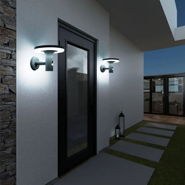 2x LED Solar Wandleuchte anthrazit, Bewegungsmelder, H 21 cm – Bild 4