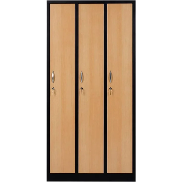 Garderobenschrank 3-türig schwarz/Buche Dekor – Bild 7