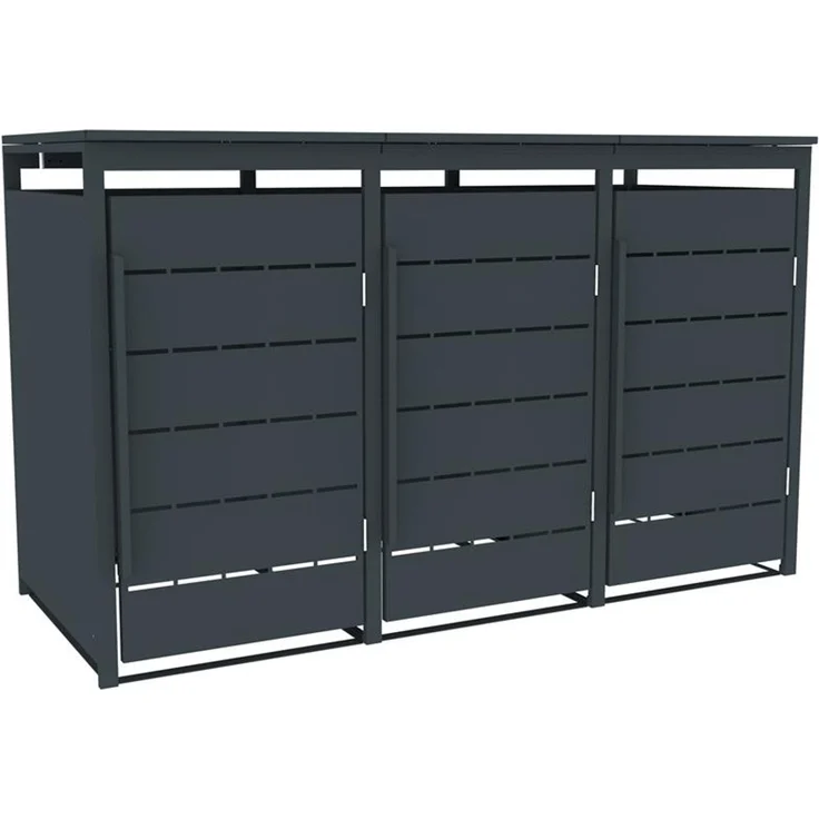 Mülltonnenbox Müllbox Mülltonnenverkleidung 3 Türen Anthrazit Box Soft-Close – Bild 1
