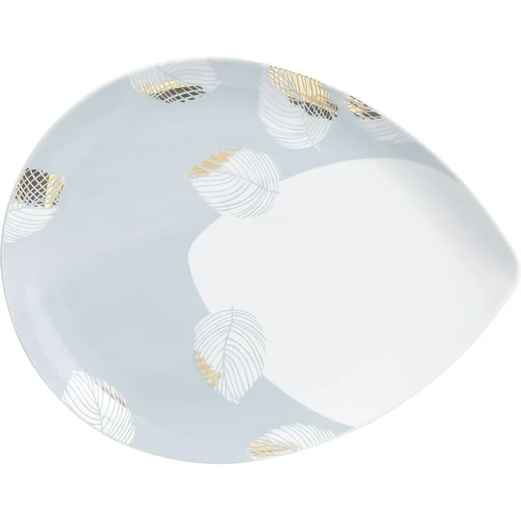 Kahla Magic Grip Table Platte, Midi, Servierplatte, Leaf of Gold, Porzellan, 24 cm, 553361A10403C MG
