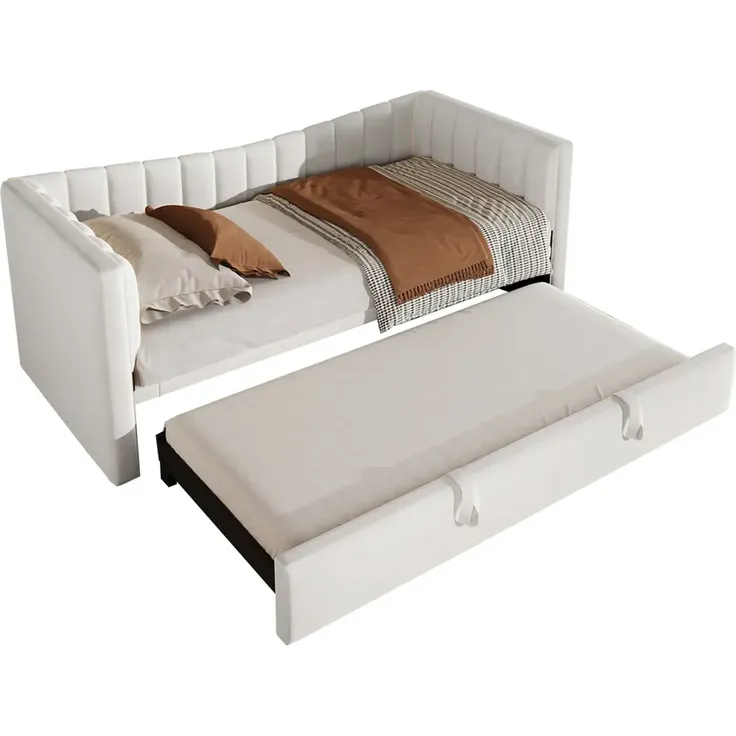 Schlafsofa mit Lattenrost und Ausziehbett, Bettfunktion, 90x200 cm/180x200 cm, Einzelbett, Polsterbett, Samt – Bild 10