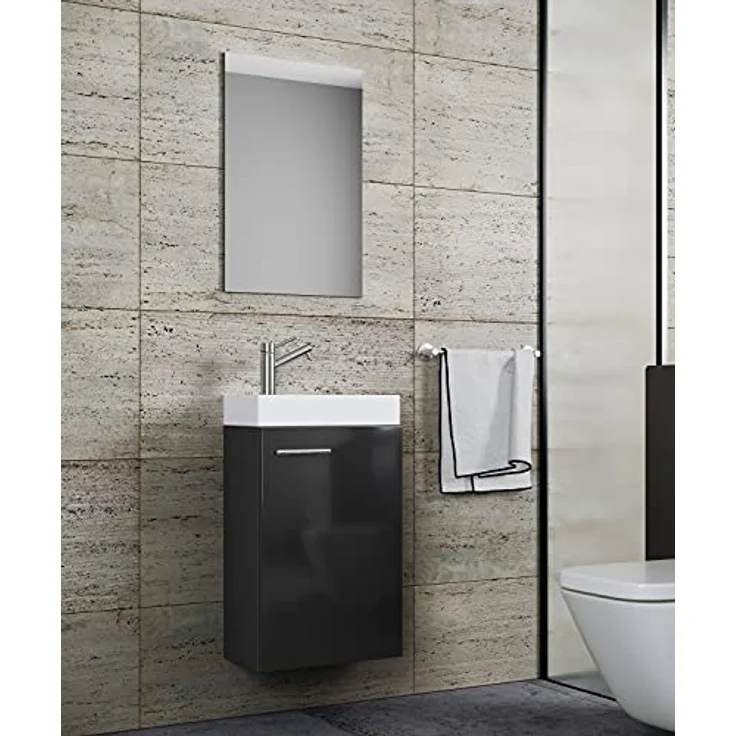 VCM Badmöbel Waschtisch Slito 914134 Schwarz B. 41 x H. 130 x T. 22 cm – Bild 4