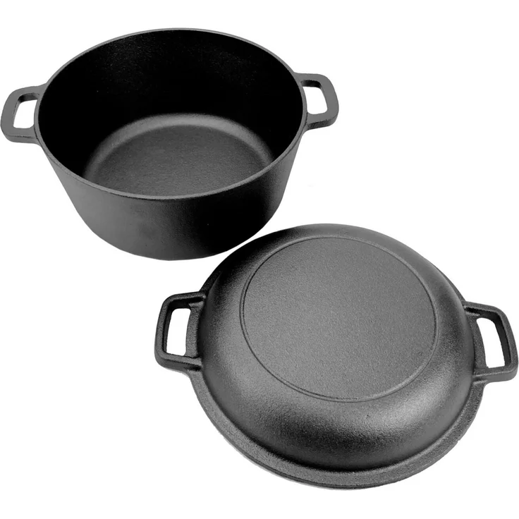 Gusseisenkuss® 2-in-1 Gusstopf mit Pfanne/Deckel Ø 20 cm 2,5 Liter Gusseisen – Bild 4