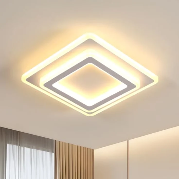 Goeco LED Deckenleuchte Innen, 44W Quadratisch Deckenlampe Moderne, 3000K Warmweiß Licht LED Deckenbeleuchtung Acryl für Flur, Küche, Schlafzimmer, Wohnzimmer, Weiß – Bild 1