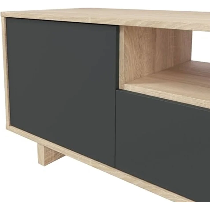 Dmora - TV-Ständer Visalia, Wohnzimmer TV-Sideboard, 3-türiger TV-Ständer, Niedriges Sideboard für Wohnzimmer, cm 150x41h46, Eiche – Bild 5