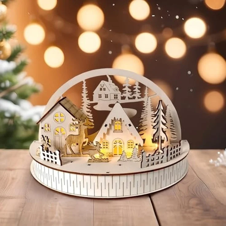 HTI-Living Winterdorf und Rehe LED Weihnachtsdeko – Bild 2