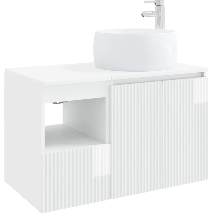 vidaXL Badezimmerschrank-Set 2 stk. Hochglanz Weiß 79,5 x 44,5 x 80 cm 3404098 – Bild 2