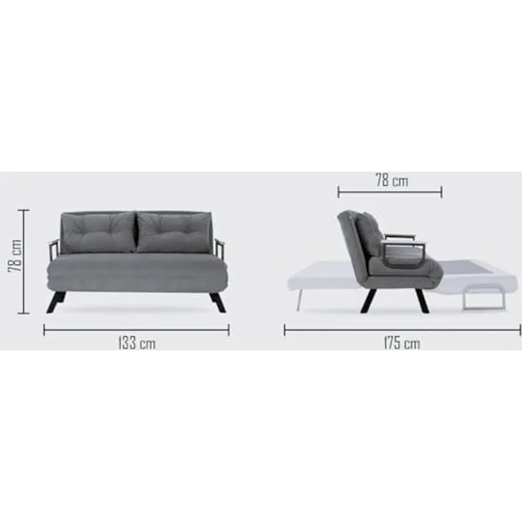 Dmora Schlafsofa 2-Sitzer Merak 133x78 cm Grün, Stauraum – Bild 2