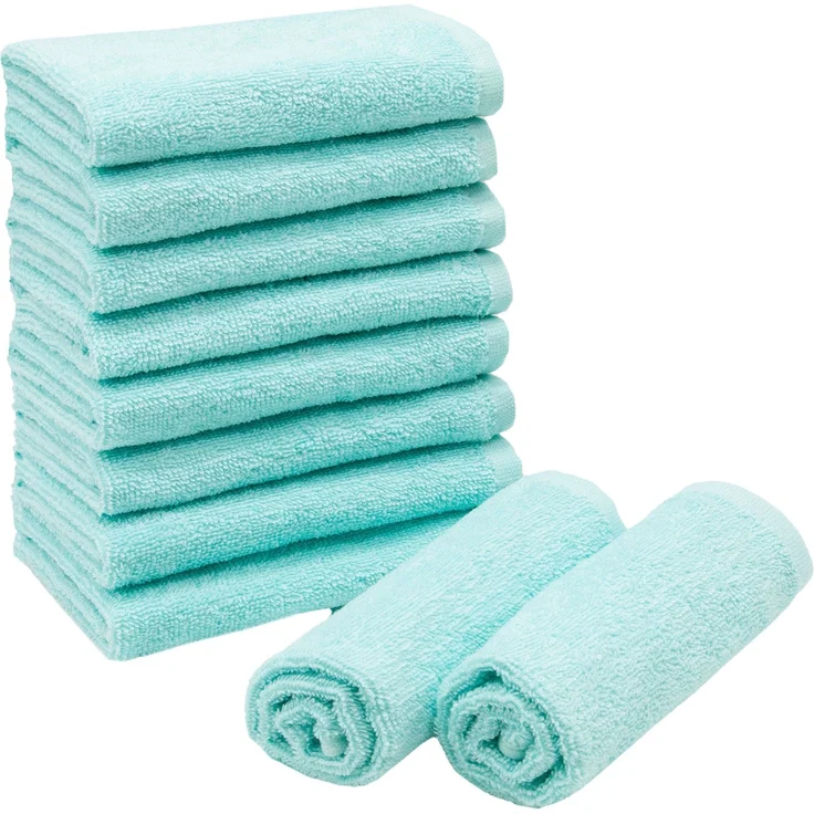 ZOLLNER 10er Set Seiftücher, 30x30 cm, 100% Baumwolle, türkis (mint) – Bild 1