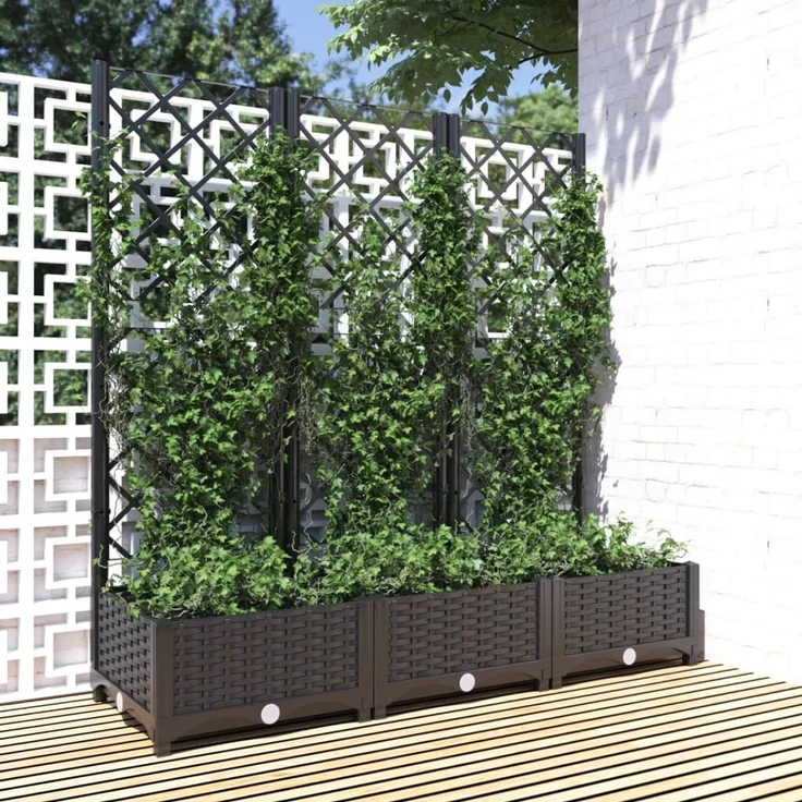 vidaXL Garten-Pflanzgefäß mit Spalier Schwarz 120 x 40 x 121,5 cm PP 318272 – Bild 1