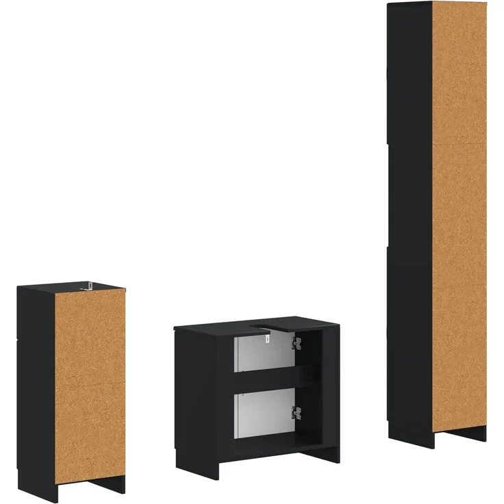 vidaXL 3-teiliges Badezimmer-Schranksystem UTRECHT Schwarz 3417892 – Bild 6