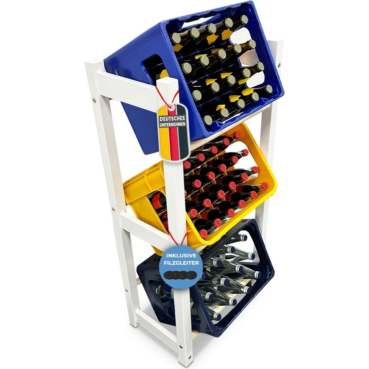 Mein-Regal Getränkekistenregal THORE Getränkeregal 6 Kisten Flaschenregal Getränkekiste Obstkiste Gemüse Farbe Weiß LxBxH 92x31x108 – Bild 8