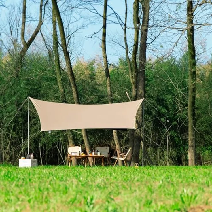 Sonnensegel, 6 x 6 m, UV-Schutz und wasserdicht, resistent gegen Sonne und Regen, für Garten, Terrasse und Terrasse, aus Polyester – Bild 4