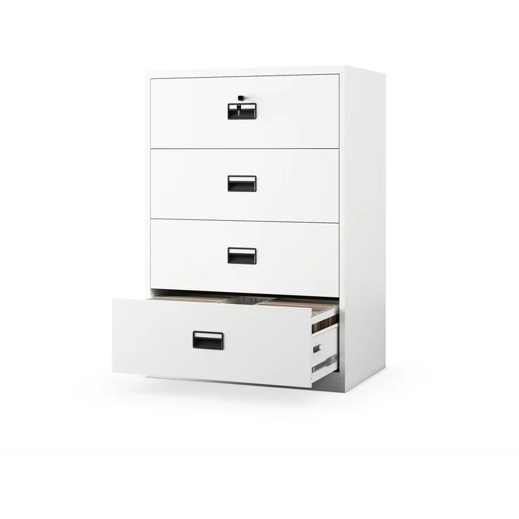 Jan Nowak Aktenschrank Metall abschließbar 132 x 90 x 60 cm mit 4 Schubladen | Vollauszug, Zentralverschluss, Kippschutz, Büro, Archiv, Homeoffice