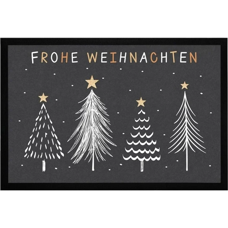 MoonWorks Fußmatte Fußmatte Winter Bäume Skandi Style Frohe Weihnachten rutschfest &, rechteckig – Bild 4