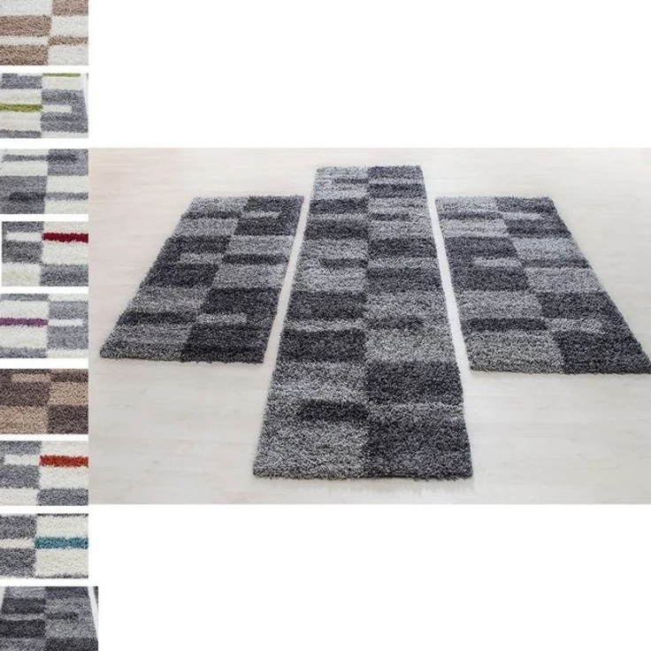 Carpettex Hochflor-Bettumrandung Unicolor - Einfarbig, Höhe 30 mm, (Bett-Set, 3-tlg, Bettvorlage), Schlafzimmer Teppich Bettumrandung Läufer Set 3 teilig – Bild 4