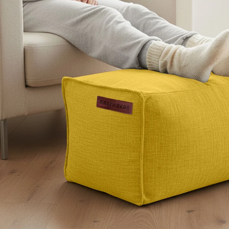 Green Bean® Indoor Sitzhocker Pouf 70x33x28cm EPS-Perlen Füllung -Home Linen Kuschelig Weich Waschbar - Drinnen Bodenkissen Liegekissen Sitzkissen Sitzhocker Sessel Kinder Erwachsene Stoff Gelb – Bild 6