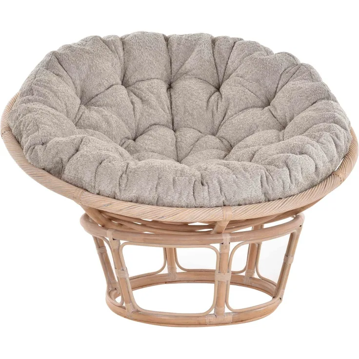 Krines Home XXL-Sessel Papasansessel XXL mit Kissen Relax Papasan Chair (120cm), Natur Rattan Liegesessel