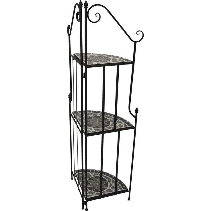 DEGAMO SIENA Eckregal, Metall + Mosaik, schwarz/grau, drei Ebenen 142cm – Bild 7