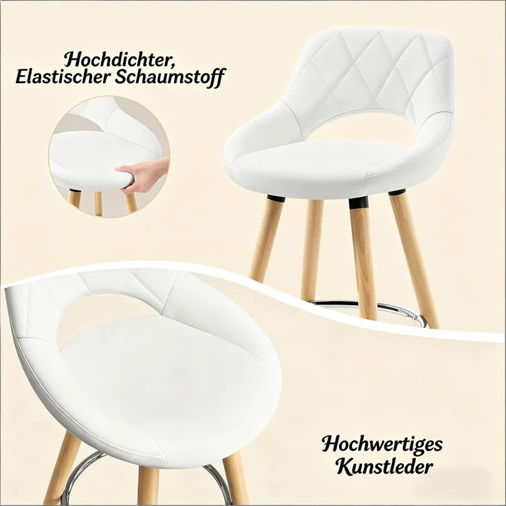 Komfortabel Bar Stuhl,Multifunktionaler Stuhl,Rückenlehne für Essstühle,für Küchen,Bars,Schmuckgeschäfte(Es ist nur ein Bar Stuhl enthalten)--Weiß--43x40x70cm--YOUDENOVA – Bild 8