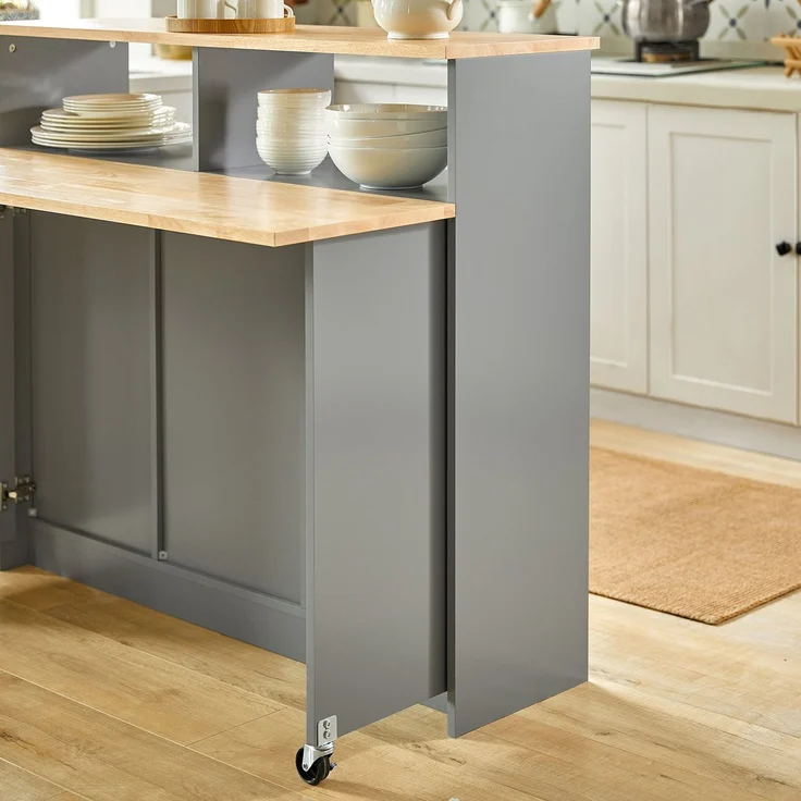 SoBuy FSB36-HG Kücheninsel, MDF, Melamin, Grau, 110 x 97 x 64 cm – Bild 7