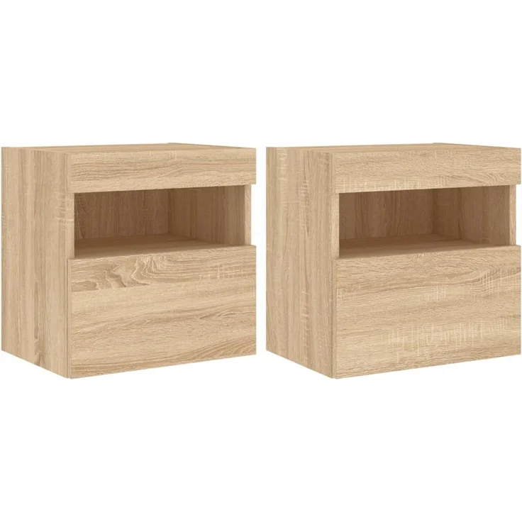 2 pcs TV-Wandschrank, TV Hängeboard mit LED-Leuchten. Sonoma-Eiche 40x30x40cm – Bild 2