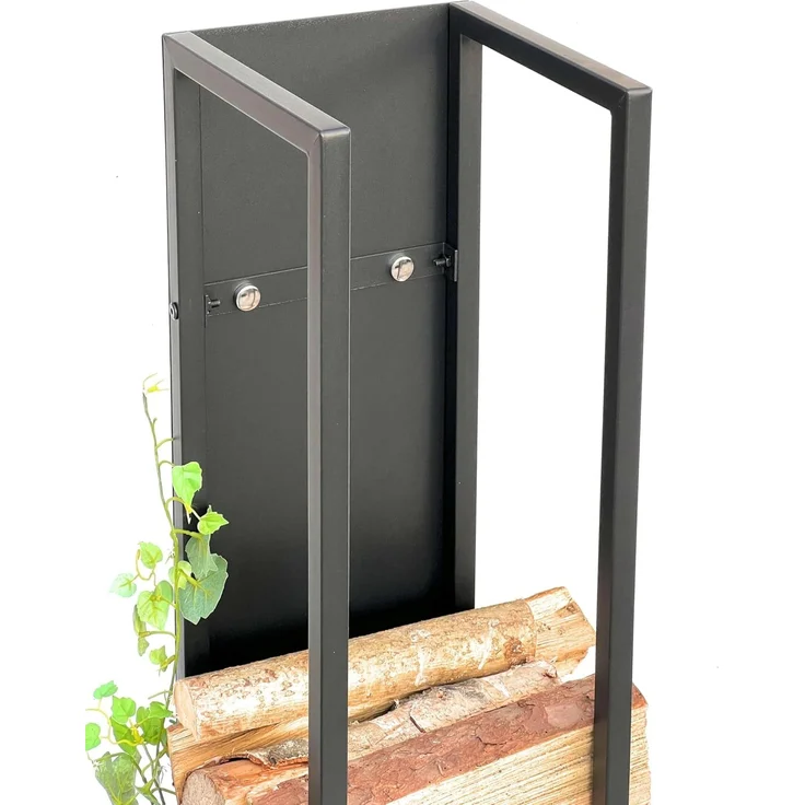 DanDiBo Kaminholzregal Innen Metall Schwarz Kaminholzständer 120 cm mit Rückwand an der Wand Hängend 96465 Holzkorb Kaminholzhalter Holzregal – Bild 4