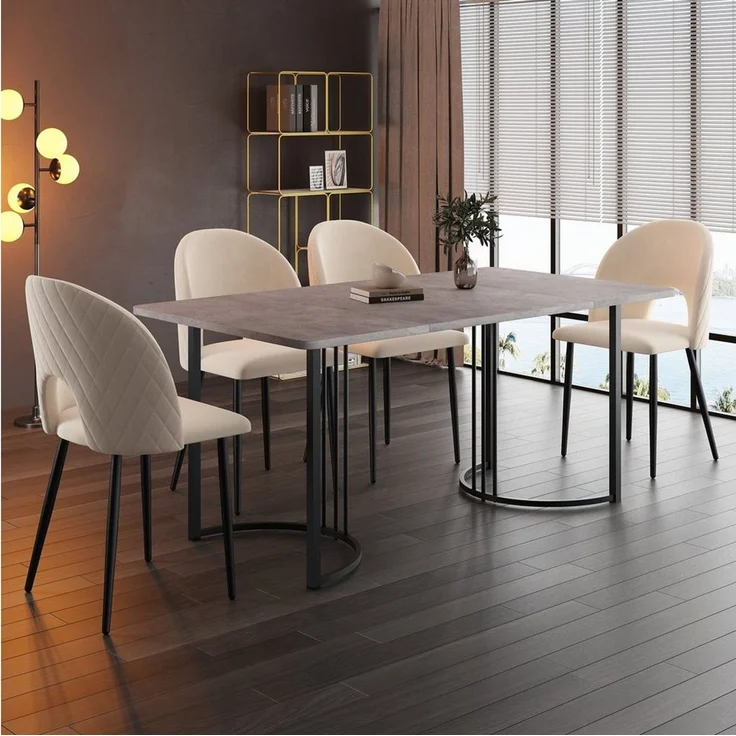 BlingBin Esstisch moderner Küchentisch für Esszimmer Wohnzimmer (1-St, 140 x 80cm), Gestell aus Metall, Marmormuster Küchentisch – Bild 1