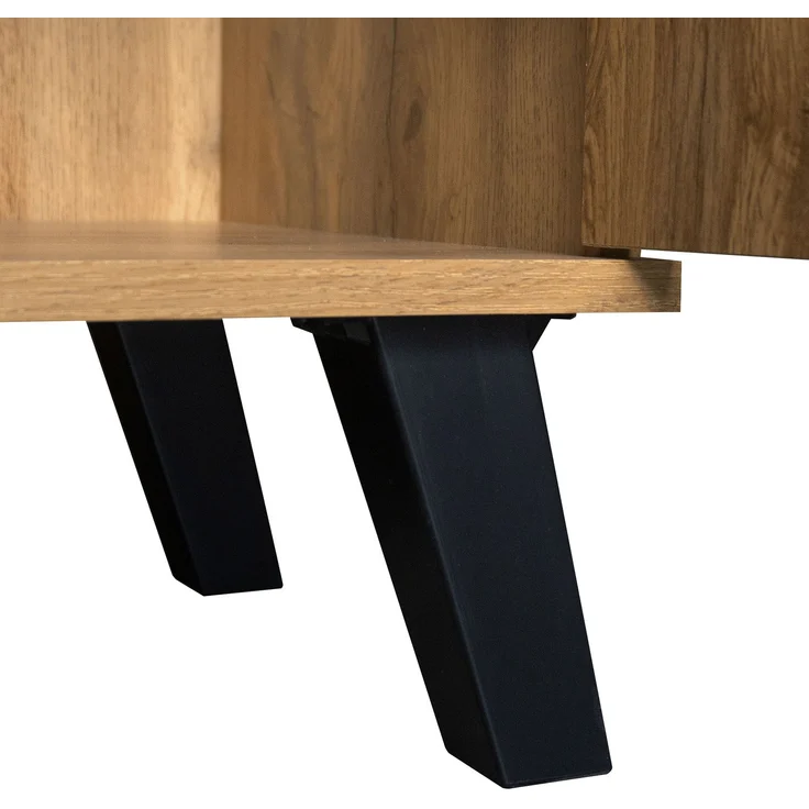 Sideboard Holzoptik 160 cm, moderner Aufbewahrungsschrank mit 4 Türen, Einlegeböden & schwarzen Griffen – Bild 9