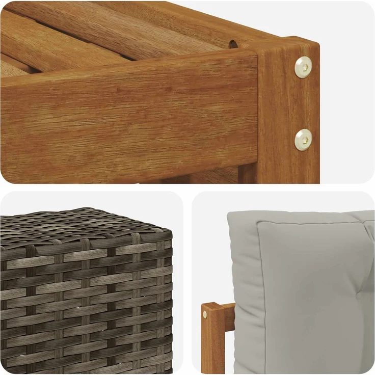 vidaXL Outdoor-Sofagarnitur 9 stk. 8-Sitzer Natur und Hellgrau 3383189 – Bild 5