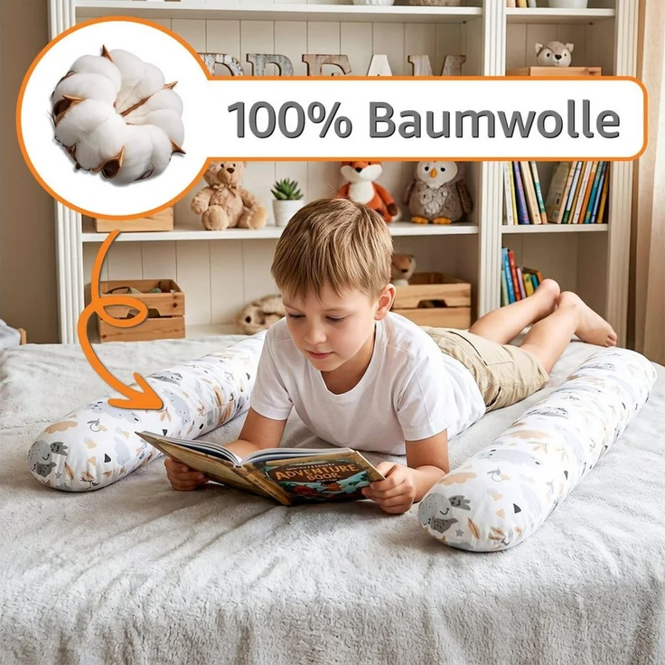 Totsy Baby Seitenschläferkissen Bettschlange Body Pillow - Kopfkissen lang Bettrolle Schlafkissen – Bild 4