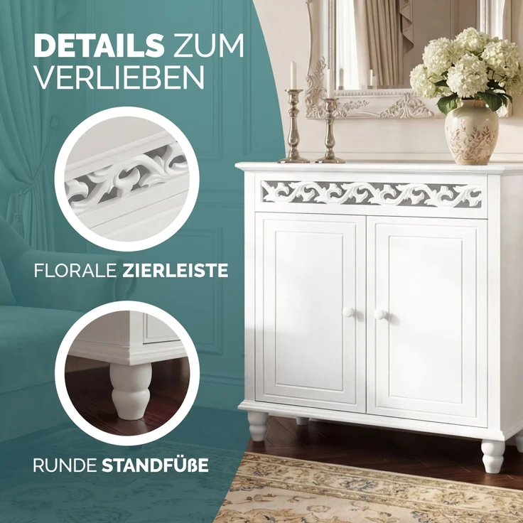 CASARIA Kommode und Sitzbank Jersey Kombi-Set, weiß – Bild 7