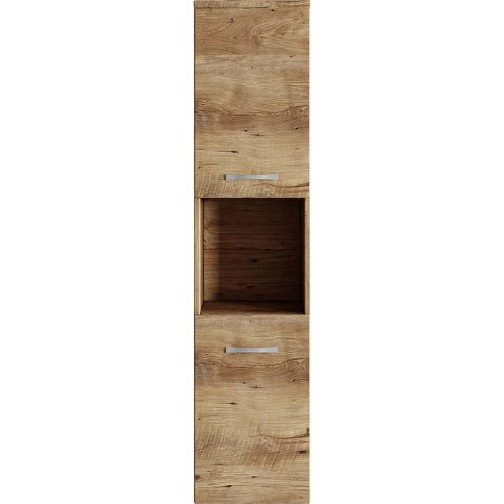 Badplaats Badezimmerschrank Montreal 30 x 30 x 131 cm Kastanien Eiche - Hoch Badschrank Mit 2 Türen – Bild 3