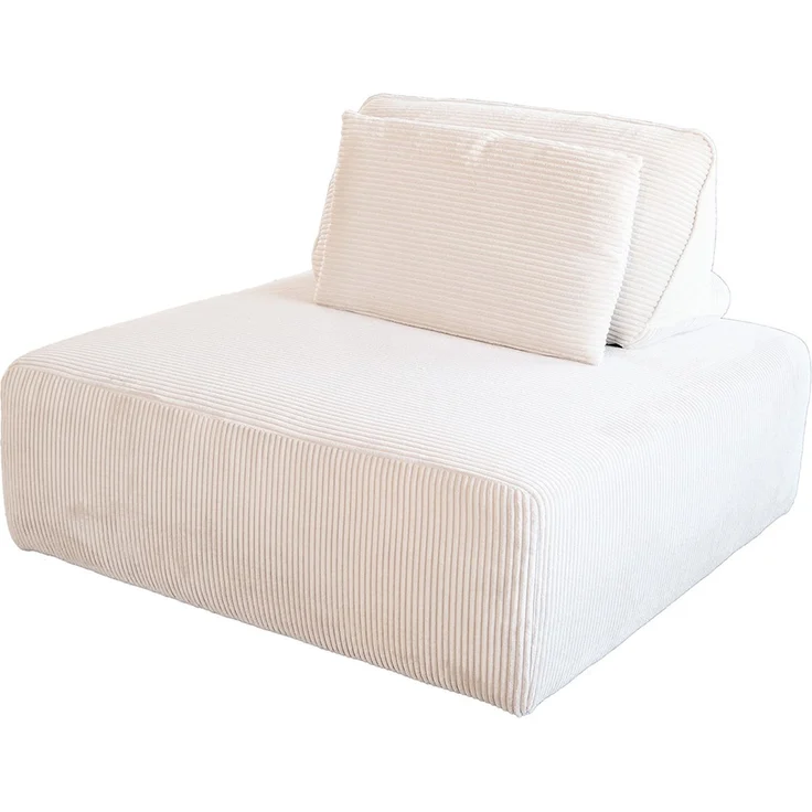 KAWOLA Hocker WIOLO SOFT Polsterhocker mit Rückenkissen Cord cremeweiß 84 x 111 x 111 cm – Bild 3