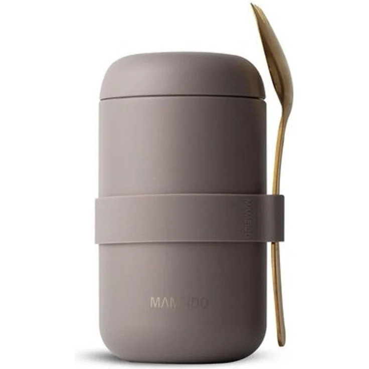MAMEIDO Thermobehälter, Edelstahl, Kunststoff, Silikon, auslaufsicher mit Deckel und Gabel-Löffel-Besteck in 500 ml & 800 ml – Bild 2