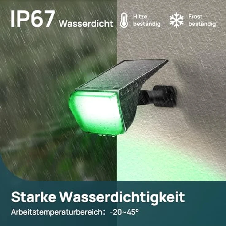 Linkind Bunte Solar Gartenleuchte für außen, RGB & Weiß 10 Modi Solarstrahler mit Ladeindikator, Ultra-lange Leuchtdauer, IP67 Winterfest Baumstrahler für Party, Halloween, Weihnachten, 3 Stück – Bild 5