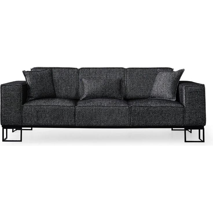 Sitzgruppe/Sofa Set - Wohnzimmergarnitur "Sia" 3+3+1-Anthrazit/Beige – Bild 3