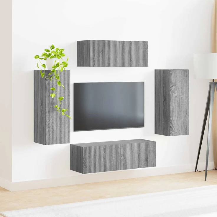vidaXL TV-Schrankset 4 pcs Graues Sonoma Holzwerkstoff 3409165 – Bild 4