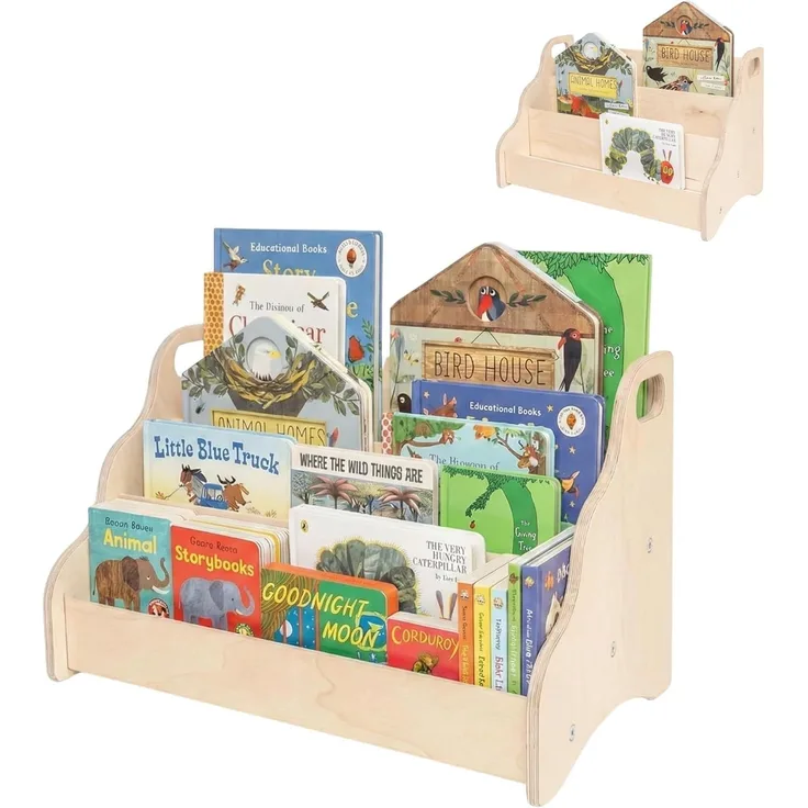 MAMOI® Bücherregal für Kinder, Bücherkiste für kinderzimmer, Book Shelf, Buchregal, Wandregal kinderregal, Kinderbücherregal, Bücherbank aus Holz, Kindermöbel für kleines Kind Montessori