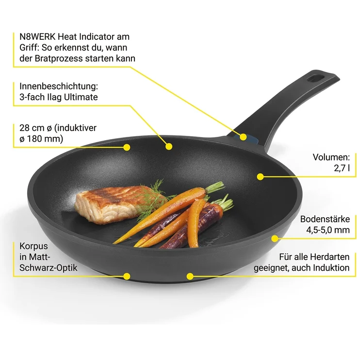 N8WERK Aluguss-Pfanne 28 cm - N8WERK Heat Indicator - Midnight Edition – Bild 10