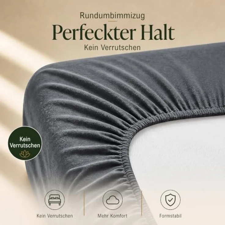 MALIKA® Spannbettlaken 120x200cm Baumwolle Jersey, Oeko-Tex zertifiziert, für Matratzenhöhe bis 28 cm, faltenfreies Liegen – Bild 3