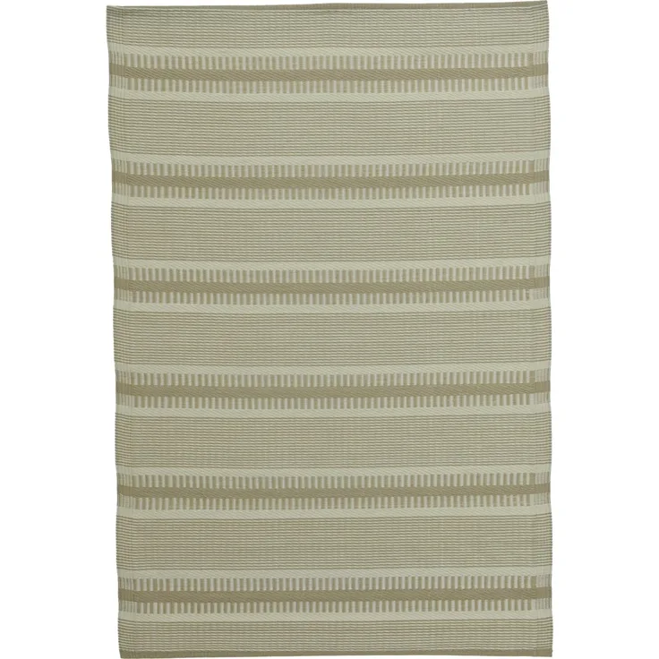 Outdoor Teppich Streifen - Polypropylen - L: 1,8m - B: 1,2m - für Garten, Terrasse, Balkon - beige
