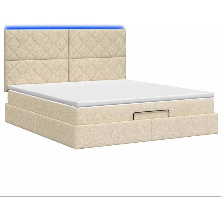 vidaXL Ottoman-Bett mit Matratze und LED Creme 160 x 200 cm Stoff 3458171 – Bild 9