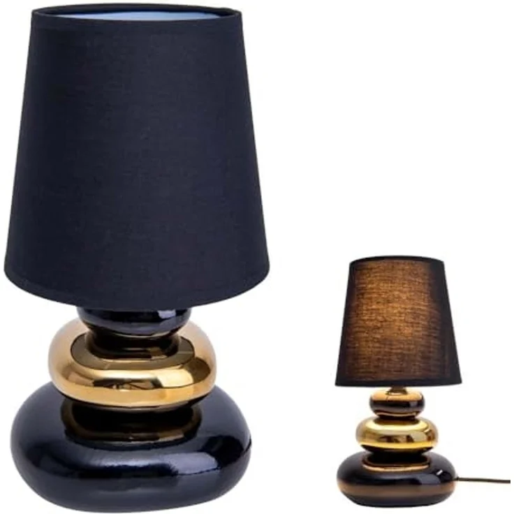 Tischlampe Wohnzimmer Tischleuchte Schlafzimmer Keramik Stoff Schwarz 3045358 – Bild 6