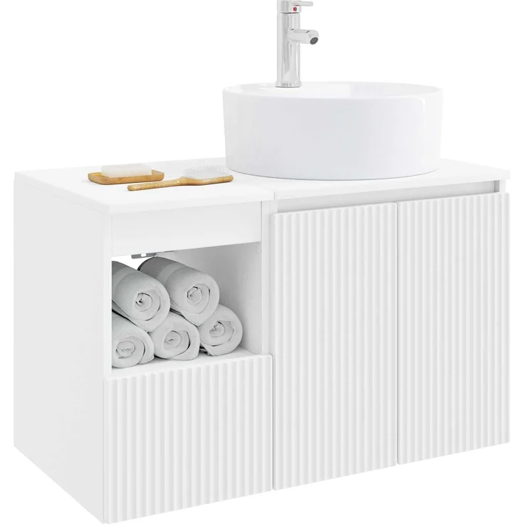 vidaXL Badezimmerschrank-Set 2 stk. Weiß 79,5 x 44,5 x 82 cm 3404074 – Bild 3