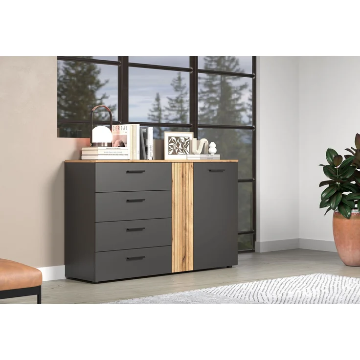 Sideboard Avila in grau und Eiche Evoke 139 cm – Bild 9