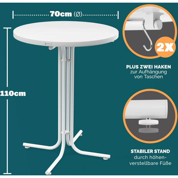 CASARIA® Stehtisch 70x110cm Weiß – Bild 10
