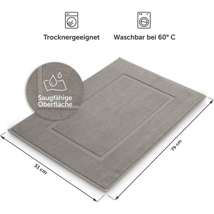 Blumtal Badematte Premium Badezimmerteppich Terry - schnell trocknend & strapazierfähig, Oeko-Tex zertifiziert, 100% Baumwolle, 50x80 cm, Baumwolle, Rechteckig, 2 teilig – Bild 2